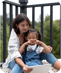 Woman having a video call with her husband