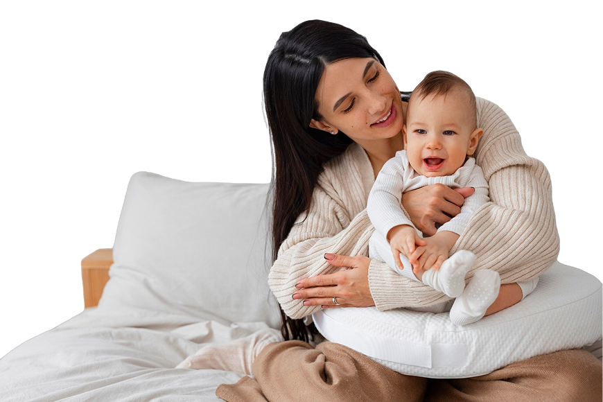 front view mother holding newborn baby